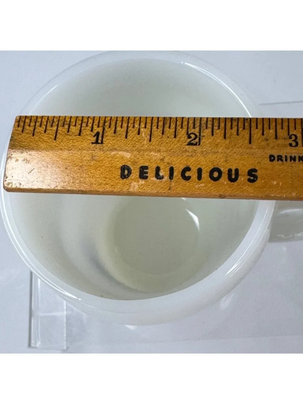 2 Fire-King Anchor Hocking White Castle Milk Glass Coffee Mug Blue Graphics Vtg - Picture 6 of 12